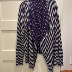 Market & Spruce stripe & dot open cardigan in navy and white